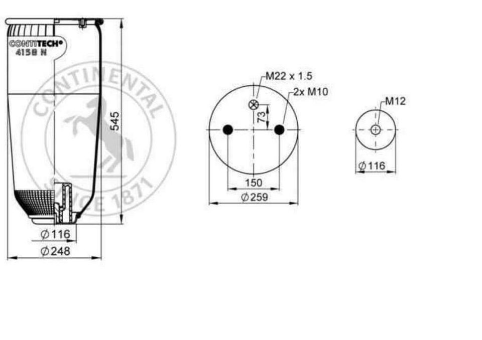 Contitech ® Luftfederbalg ohne Kolben Federbalg Luft 4158 N P02* in Windischleuba