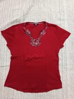 Mädchen Damen T-Shirt Street One 40 burgunder rot Perlen Hessen - Vöhl Vorschau
