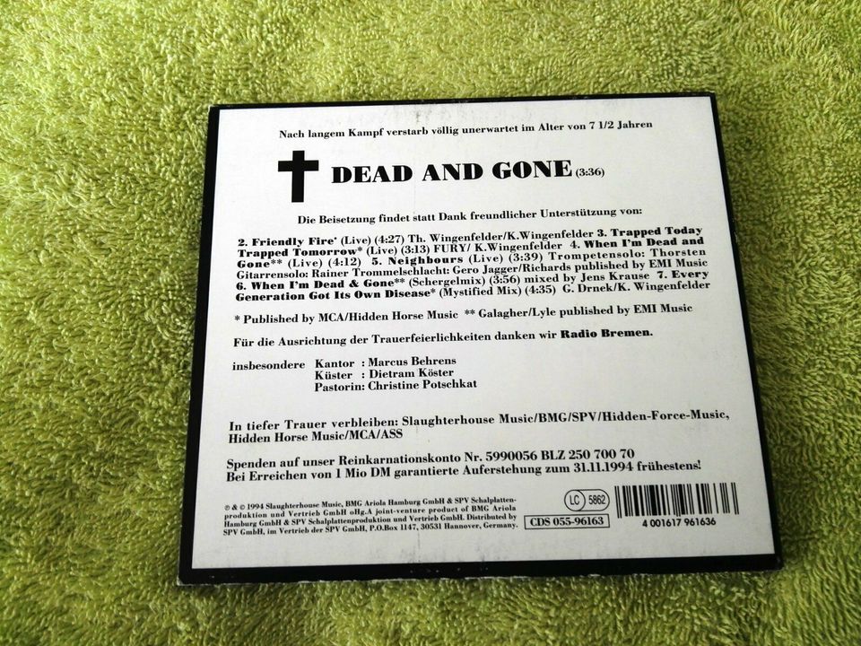 FURY IN THE SLAUGHTERHOUSE WHEN I´M DEAD AND GONE (1994) CD in Hamburg