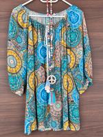 Traum Tunika Bluse türkis bunt Quasten onesize Italy Hippie BoHo Bayern - Pyrbaum Vorschau