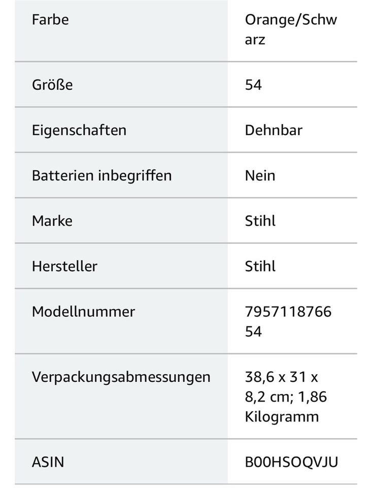 Original Stihl Schnittschutz ungetragen Latzhose Gr 54 in Kemberg