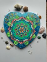 Mandala Herz Keilrahmen blau orange grün flower of life Sachsen-Anhalt - Wanzleben Vorschau