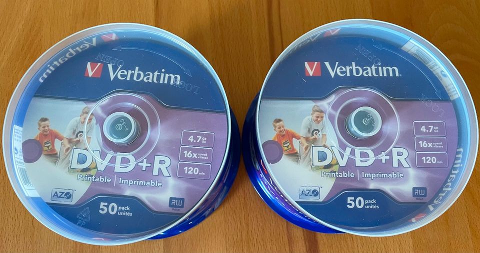 50 Verbatim DVD+R bedruckbar 4,7GB 120Min 50er 16x NEU in Korntal-Münchingen