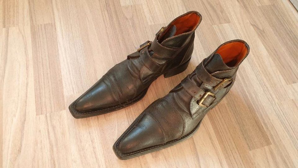 schwarze PAWELK'S Herren Bikerboots mit Schnallen Gr 43 in Wuppertal