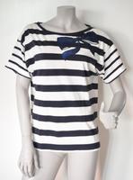 Stefanel Ringel-Shirt blau weiß Pailletten-Schleife Gr. M Berlin - Mitte Vorschau