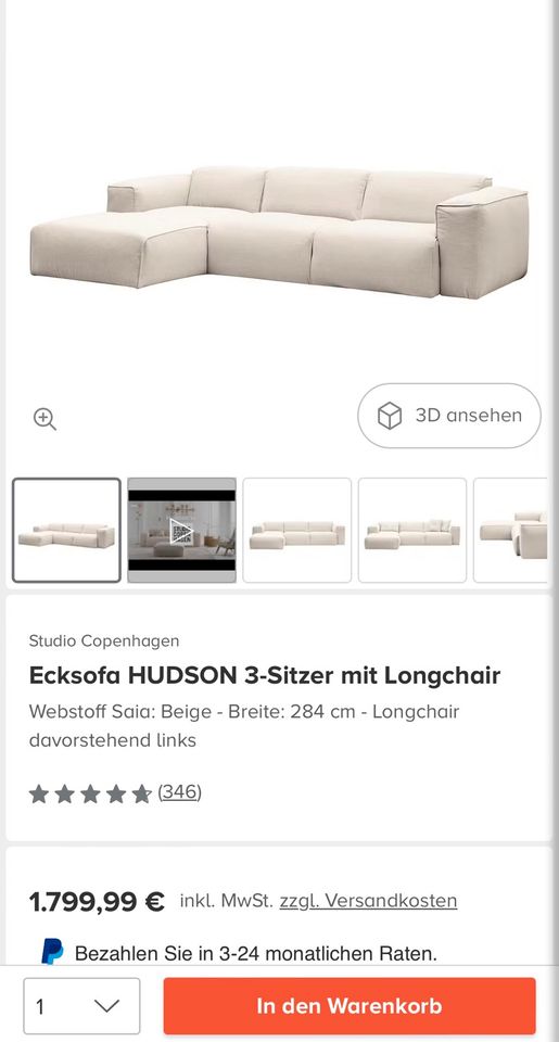 Sofa / Couch Hudson Beige WIE NEU! in Seligenstadt