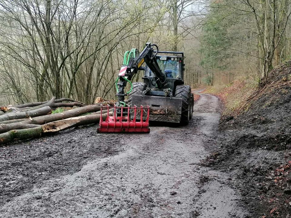 Reisigrechen Forstrechen Waldrechen Rückezug Rückewagen Forst in Dorfen