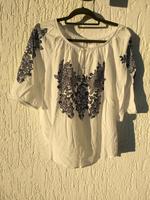 Damen Bluse gr.42/44 L weiß blau Carmen Oberteil Sommer Bayern - Grafenau Vorschau