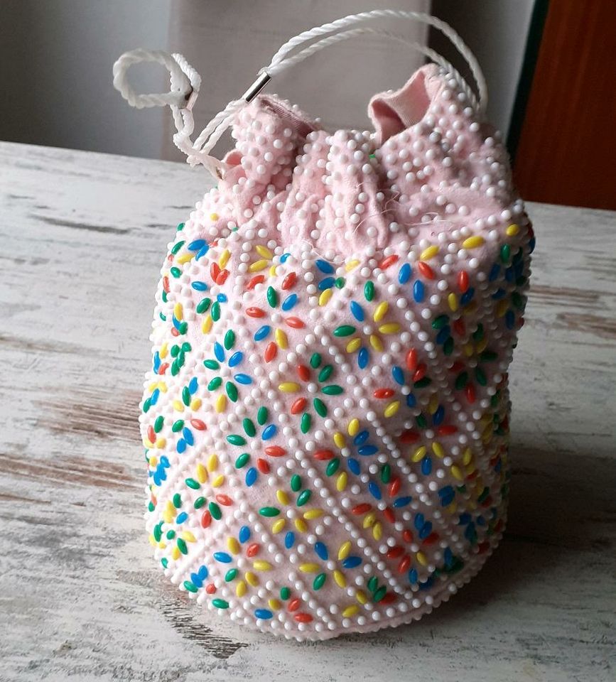 Mädchen,  Beutel/ Tasche,rosa   bunt gemustert . in Apen