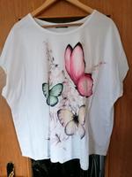 Shirt Damen Größe 3XL 46 sehr guter Zustand weiß Schmetterlinge Thüringen - Hermsdorf Vorschau