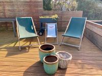 2 schöne Beach Liege Stühle aus Holz_mit Olivegrünen Bezügen Mülheim - Köln Flittard Vorschau