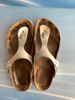 Birkenstock Gizeh Zehentrenner 40 normale Weite echt Leder Silber München - Schwabing-Freimann Vorschau