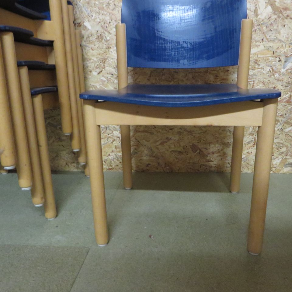 5 Holzstühle Kusch & Co. bequeme Echtholzstühle blauer Holz-Sitz in Altshausen