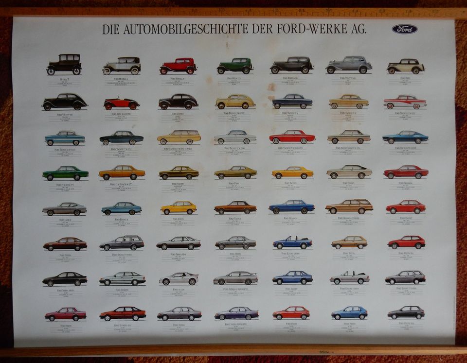 Poster, Plakat Ford PKW Modelle Deutschland 1926 - 1999 in Beucha