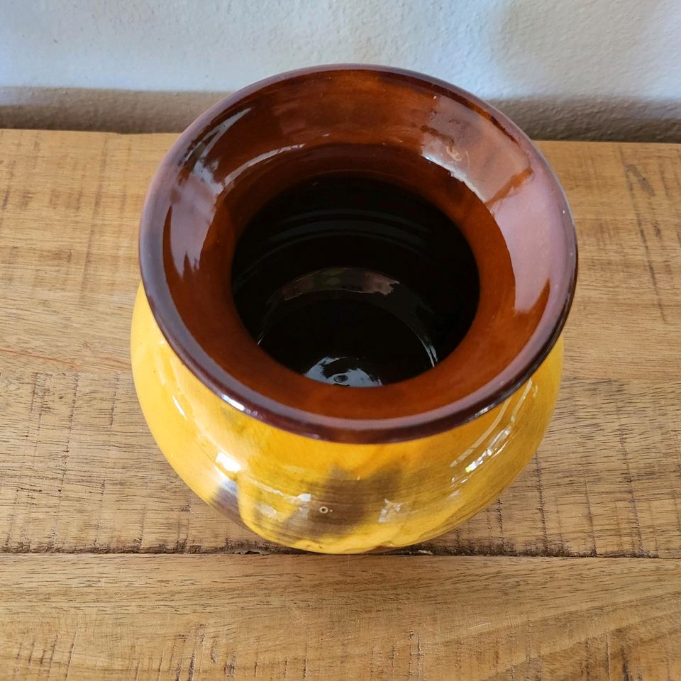 Vintage Vase klein, Keramik glasiert, Mid Century in Mudau