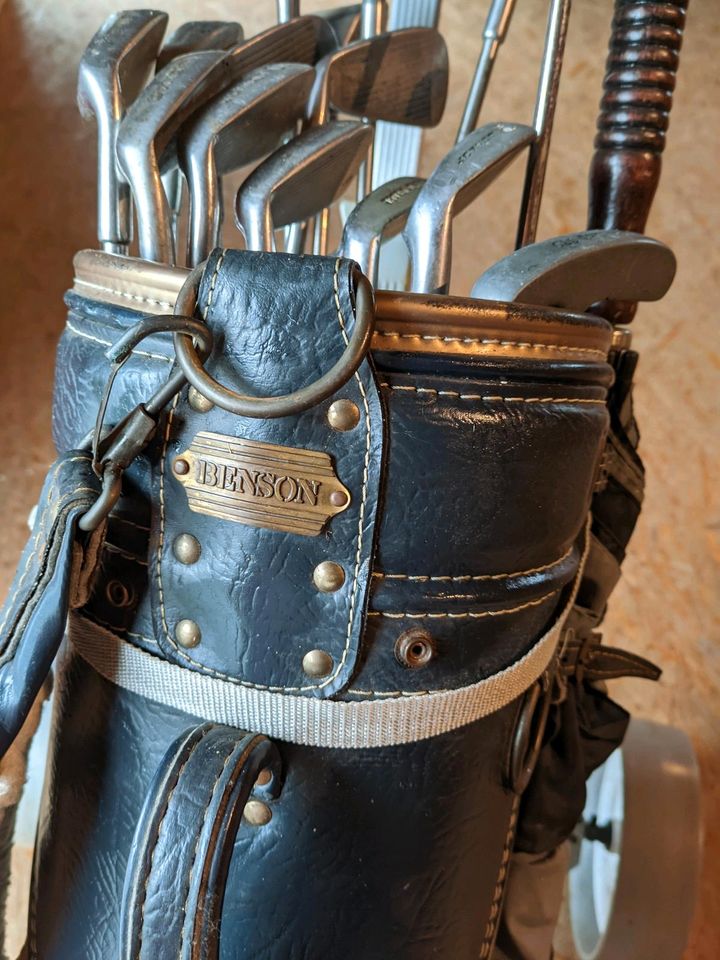 Golfset: Golf Tasche (Benson) + Golfcaddy + Golfschläger in Schrepperie