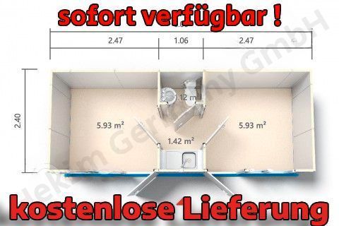 Bürocontainer, Baucontainer, WohnContainer SOFORT VERFÜGBAR – KOSTENLOSE ANLIEFERUNG FERTIG MONTIERT  6,0 x 2,4 Flüchtlings-Container, Empfangscontainer, WC+ Waschbecken + Komplettspüle in Braunschweig