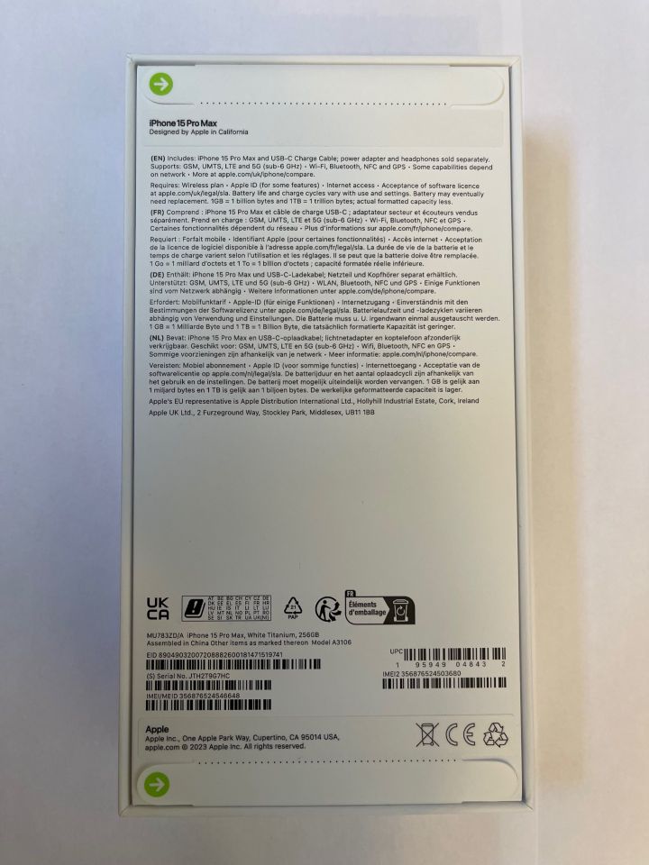 iPhone 15 Pro Max 256GB White Titanium NEU in Ascheberg