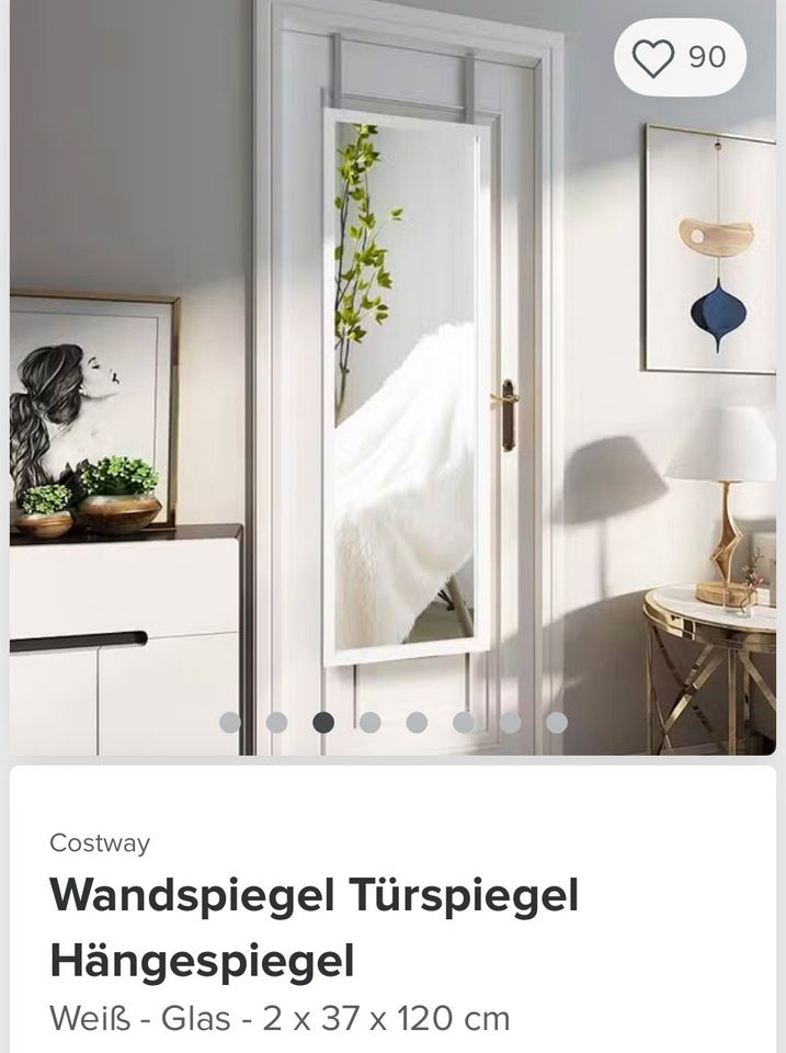 Wand / Tür / Hängespiegel Spiegel weiß NEU OVP