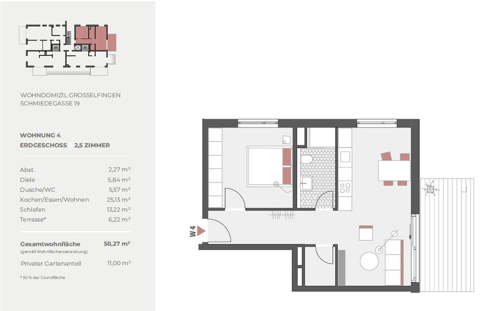 Schön geschnittene 2,5 Zimmerwohnung mit Terrasse und Garten in Grosselfingen