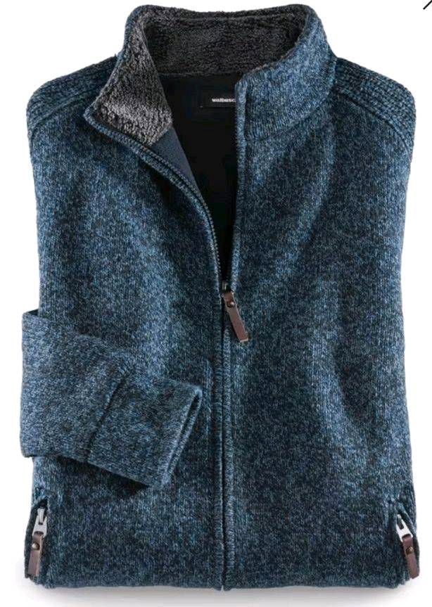 WALBUSCH Zwei-Lagen-Strickjacke Winterwarm Gr.52 blau walbusch in Vechelde