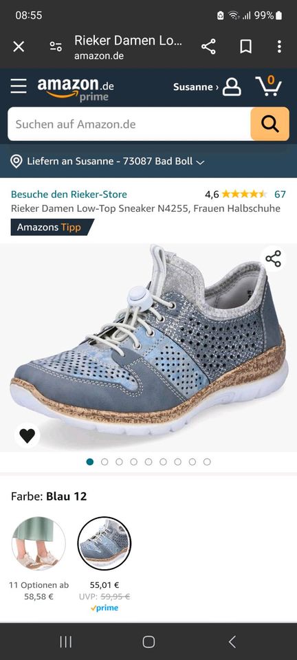 Damen Sneaker Rieker blau Gr. 40 in Gammelshausen