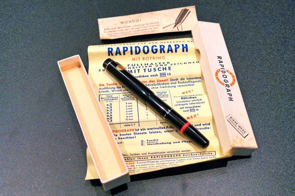 4 Tuschefüller rOtring Rapidograph ca.1955 – 1960 in Schwerte