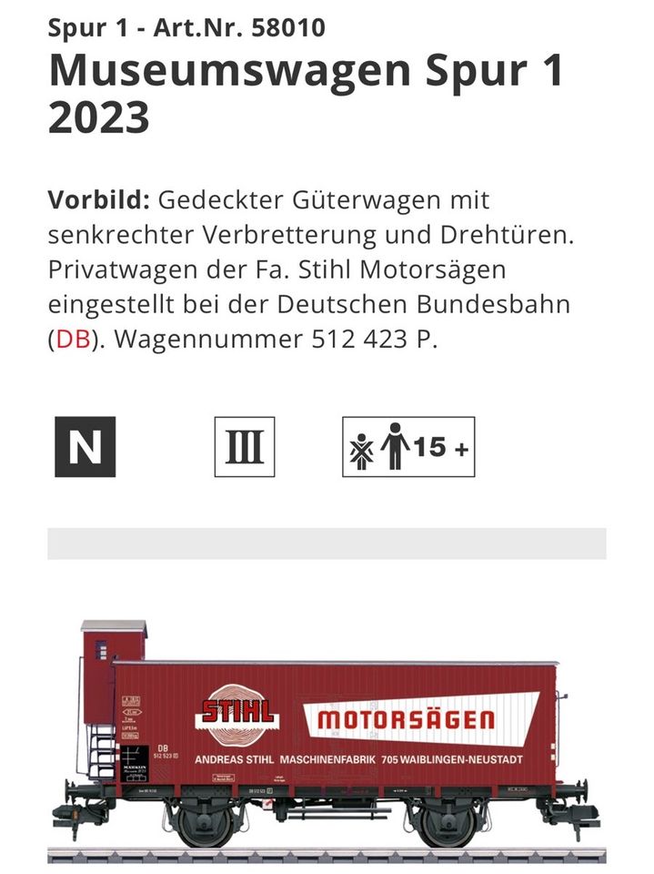 Märklin 58010 STIHL Museumswagen 2023 Spur1 in Wiesbaden