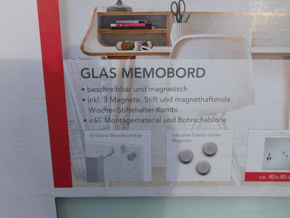 Glas Memobord Pinwand beschreibbar und magnetisch NEU OVP in Klein Rönnau