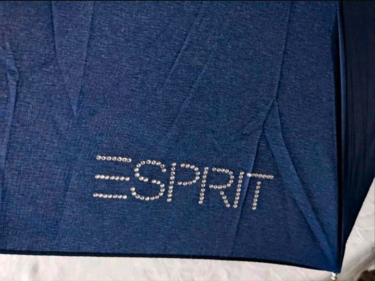 Esprit Taschenschirm, Regenschirm lila, indigoblau mit Steinchen in Berlin