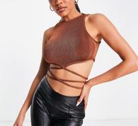 Kurzes crop top braun Gold Glitzer zum binden Hessen - Darmstadt Vorschau