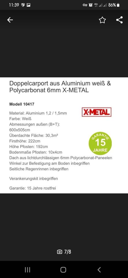 Doppelt Carport Aluminium in Salzgitter