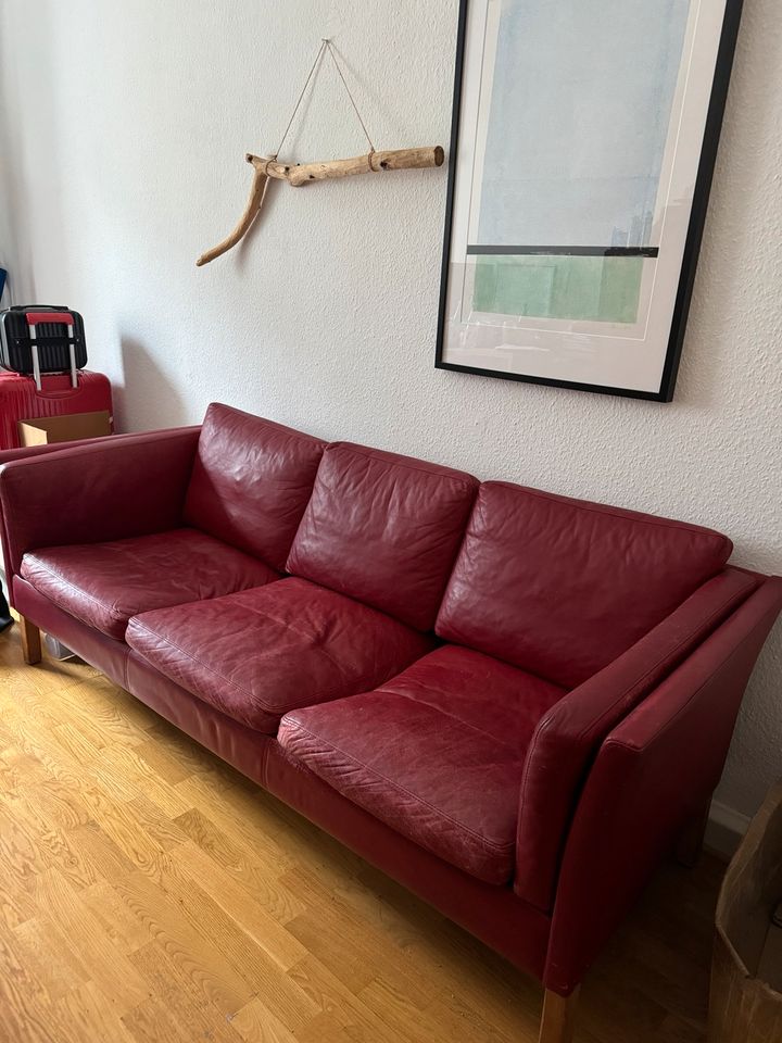 Ledersofa rote Vintage Designer Sofa in Mannheim