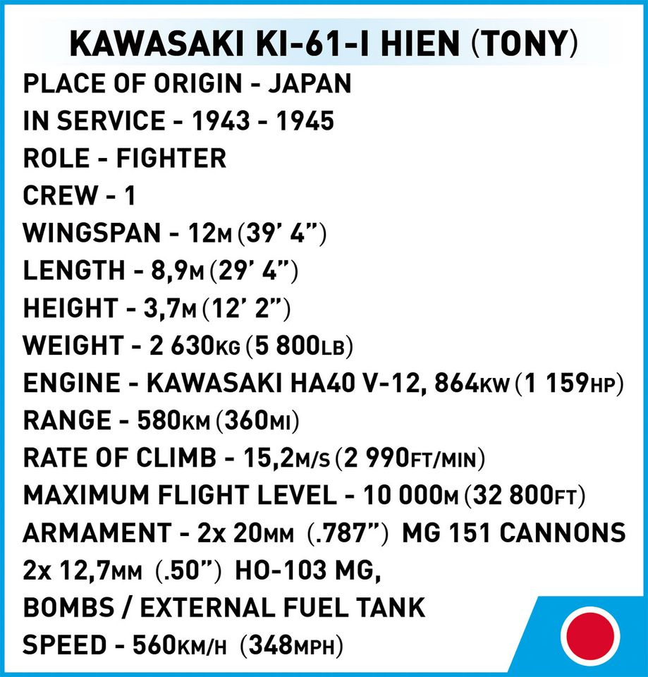 Cobi 5740 Kawasaki Ki-61-I Hien 'Tony' in Hamburg