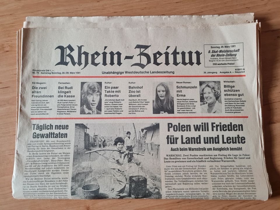Rhein Zeitung vom 28./ 29.März 1981,AusgabeA,Neuwied,TOP !!! in Neuwied