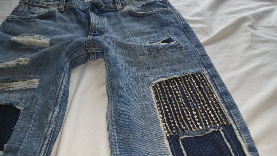 MANGO Damen Jeans Boyfriend mit Strass Gr. 36 NEU in Dasing