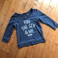 Only Pulli Pullover Shirt Reißverschluss L blau Schrift 3/4 Arm Bayern - Türkheim Vorschau