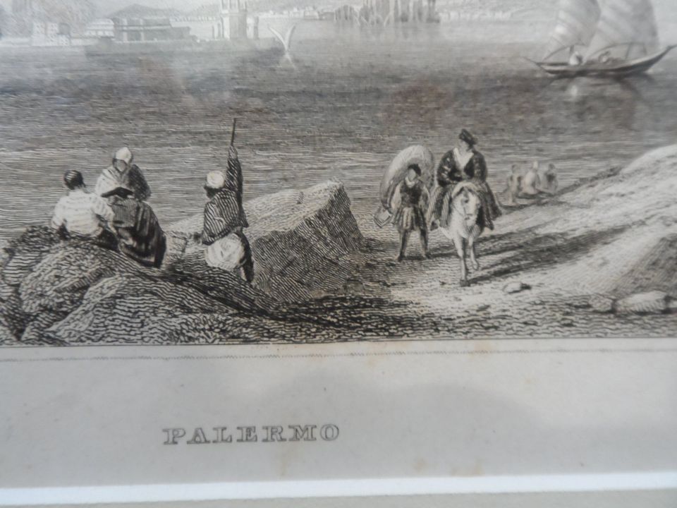 Orig.(ca. 1850) Stahlstich Palermo Sizilien Italien in Langquaid