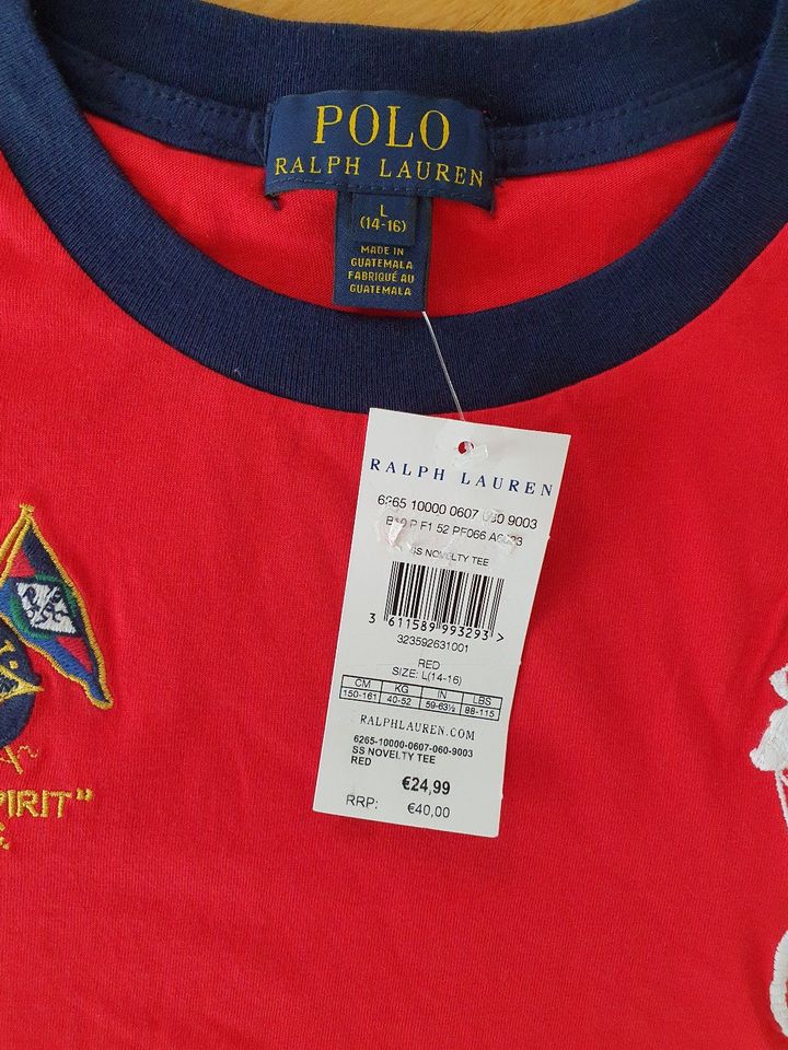 Polo Ralph Lauren T-Shirt, rot, Gr.14-16 (ca.Gr.164/170), neu in Neckarsulm