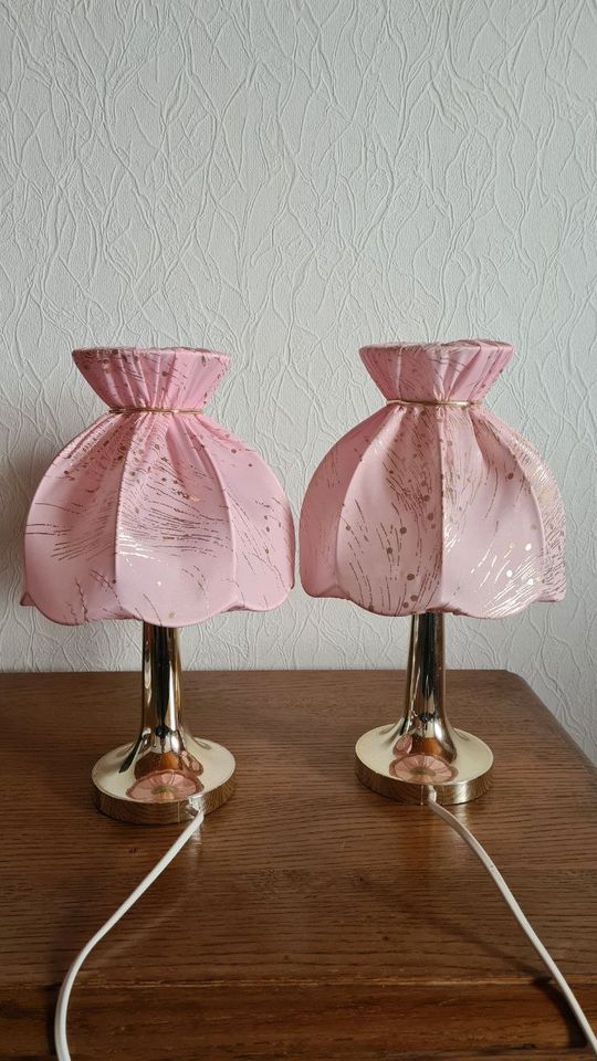 Set Deckenlampe rosa mit 2x Nachttischlämpchen - retro ca. 1965 in Rees