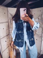 Denim Jeansweste mit Blumenstickereien XXL Neu Hippie Boho Niedersachsen - Freren Vorschau