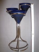 Kerzenständer silber mit 3 blauen Glaseinsätzen, ca. 25 cm hoch Bayern - Nördlingen Vorschau