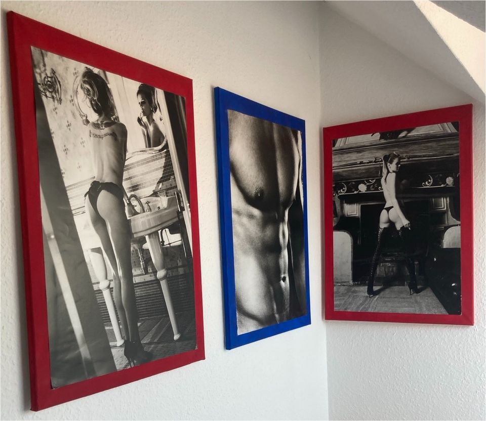 Bilder Mann Frau handmade schwarz weiß rot blau Nostalgie in Kesselsdorf