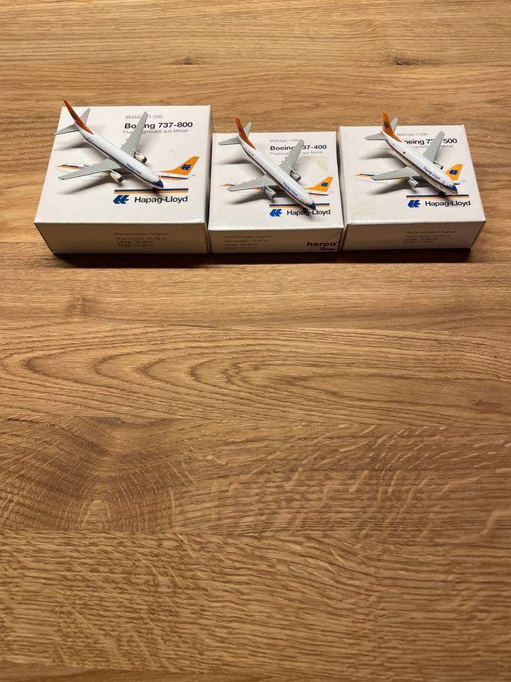 Herpa Wings 1/500 Hapag-Lloyd Sammlung 3x Boeing 737 400/500/800 in Vilshofen an der Donau