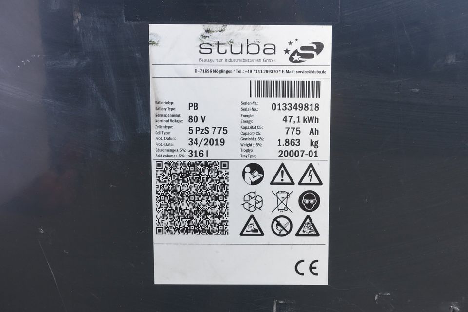 80V 5 PzS 775 Staplerbatterie Batterie Akku Stapler Akkumulator in Buch a. Erlbach