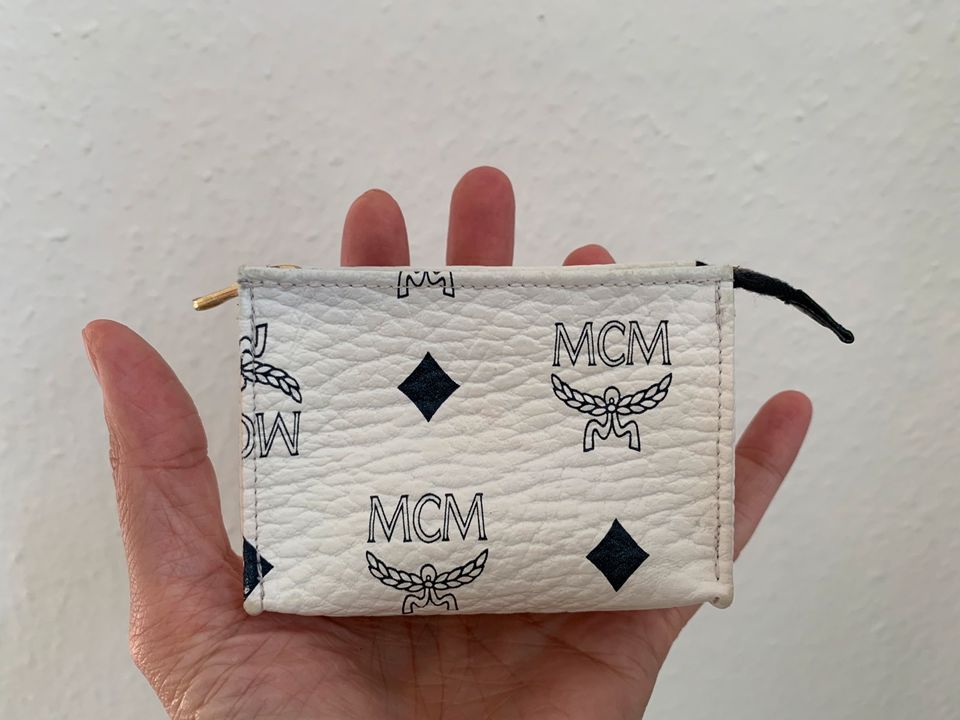 MCM Mini Geldbörse Leder weiß Vintage Tasche Etui Geldbeutel 80er in Berlin