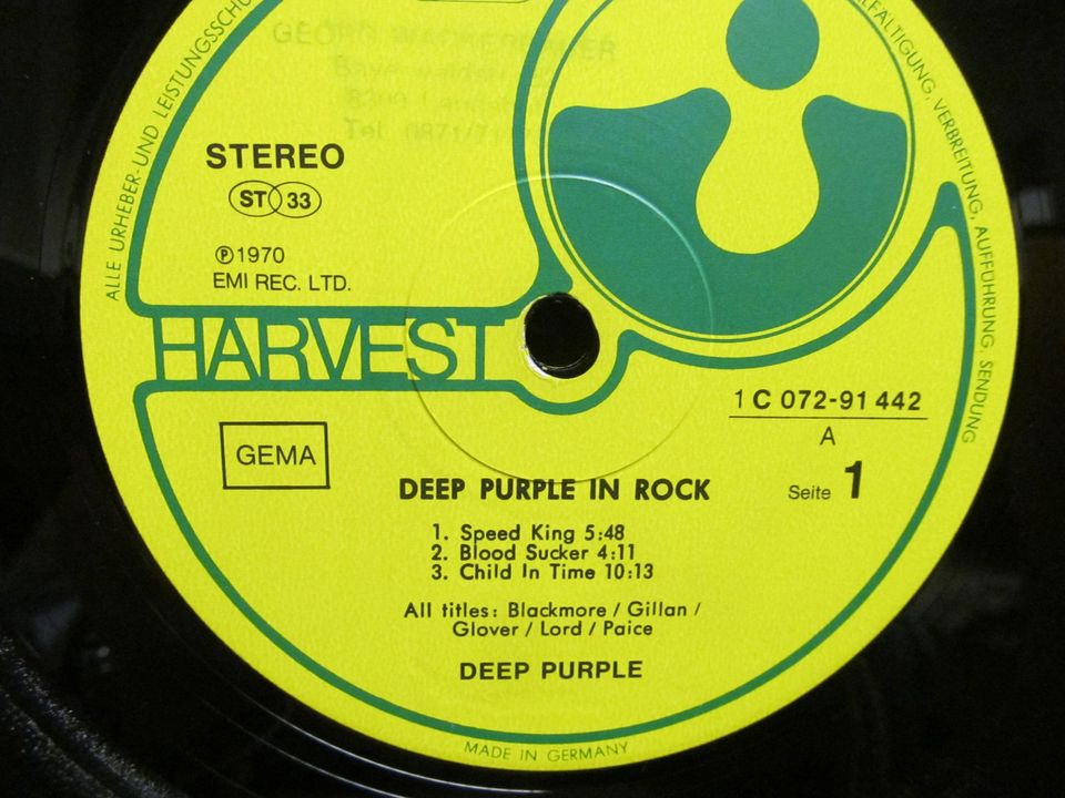 LP "Deep Purple In Rock", Hardrock 1970, Schallplatte, Vinyl in Kumhausen