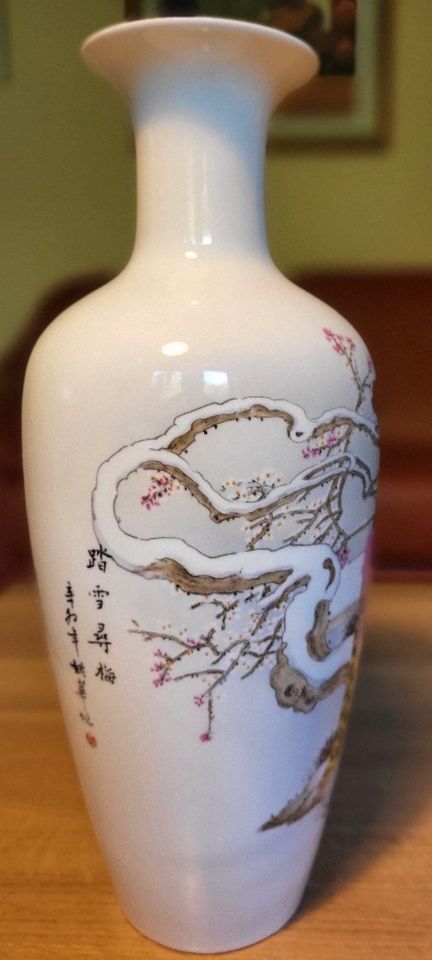 Original Chinesische Vase, feines Porzellan, handbemalt in Beckum
