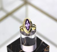 Art Déco Goldring mit Amethyst, 585er Gelbgold Hessen - Fürth Vorschau