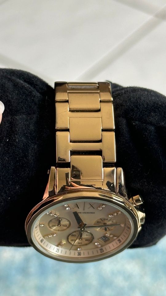 Armani Exchange Chronograph Uhr Gold Damen Edelstahl in Mörfelden-Walldorf